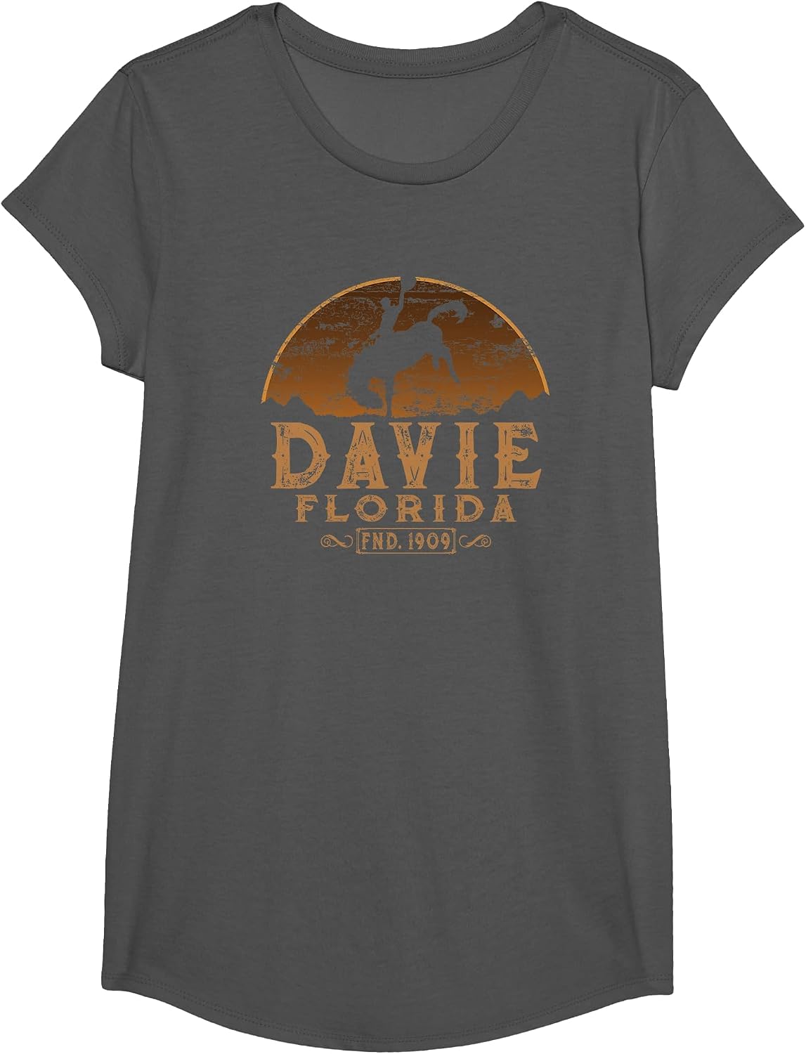 Davie Florida FL Rodeo Cowboy T-Shirt - Girls Asphalt Grey