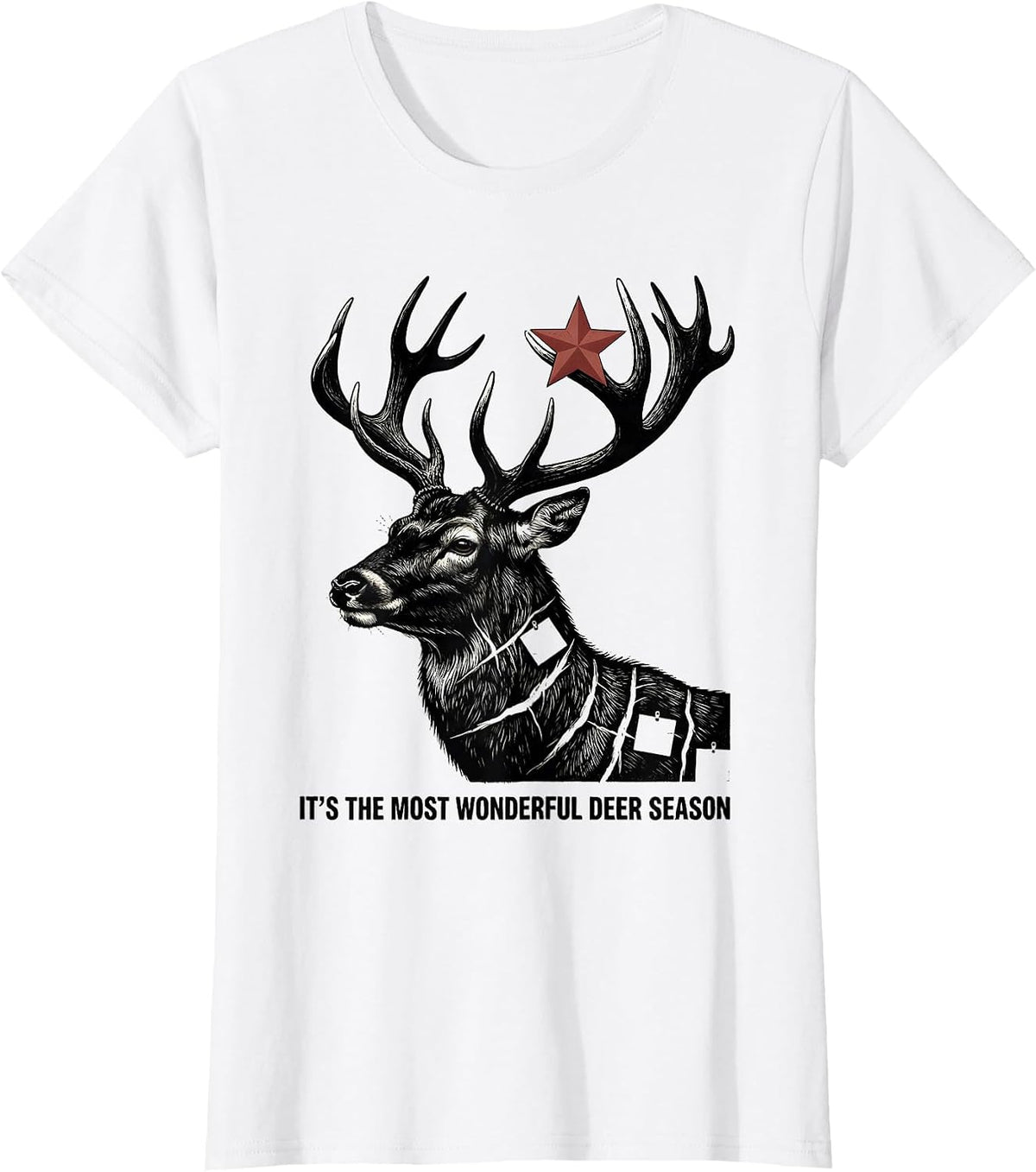 Women's It's the Most Wonderful Deer Season Funny Hunting Christmas T-Shirt - White