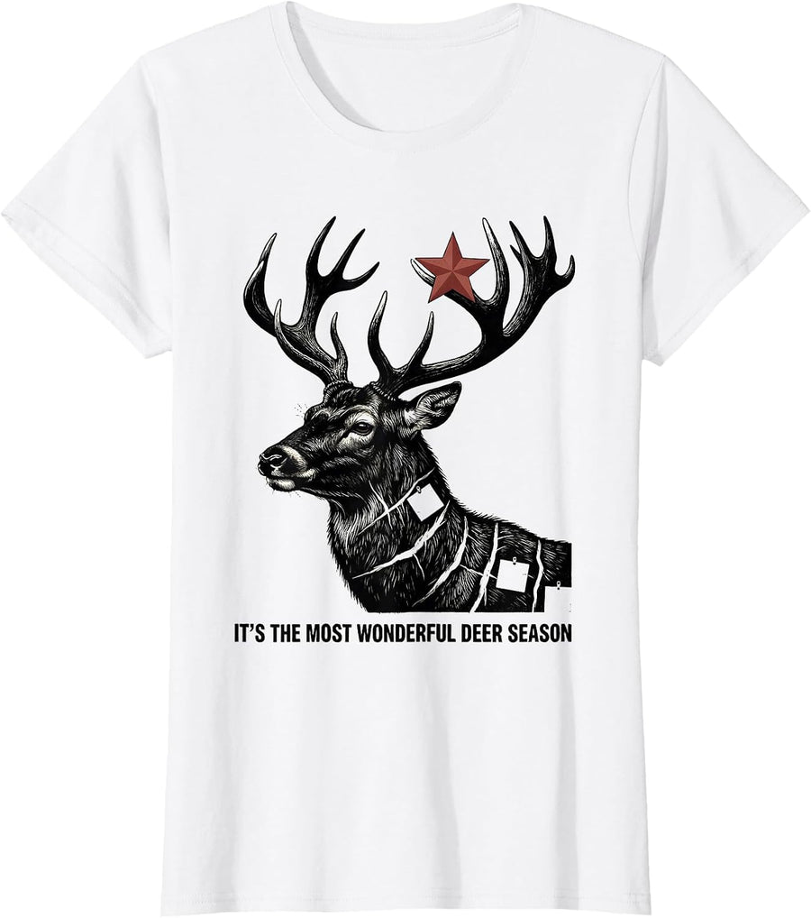 Women's It's the Most Wonderful Deer Season Funny Hunting Christmas T-Shirt - White