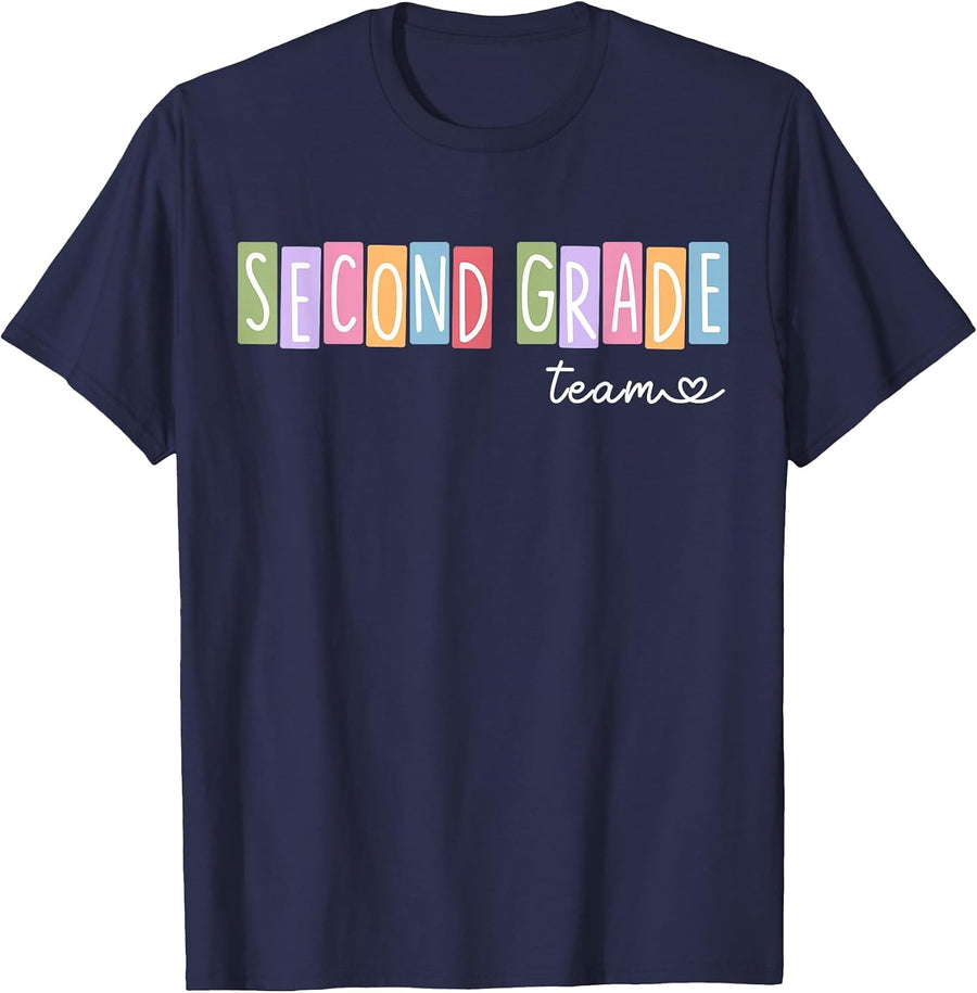 Second Grade Team 2nd Grade Teacher Girls Boys T-Shirt - Navy Blue