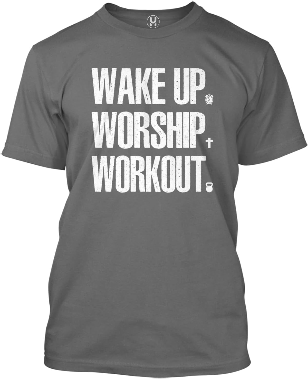 Haase Unlimited Wake Up. Worship. Workout. - Gym Routine Men's T-Shirt - Charcoal