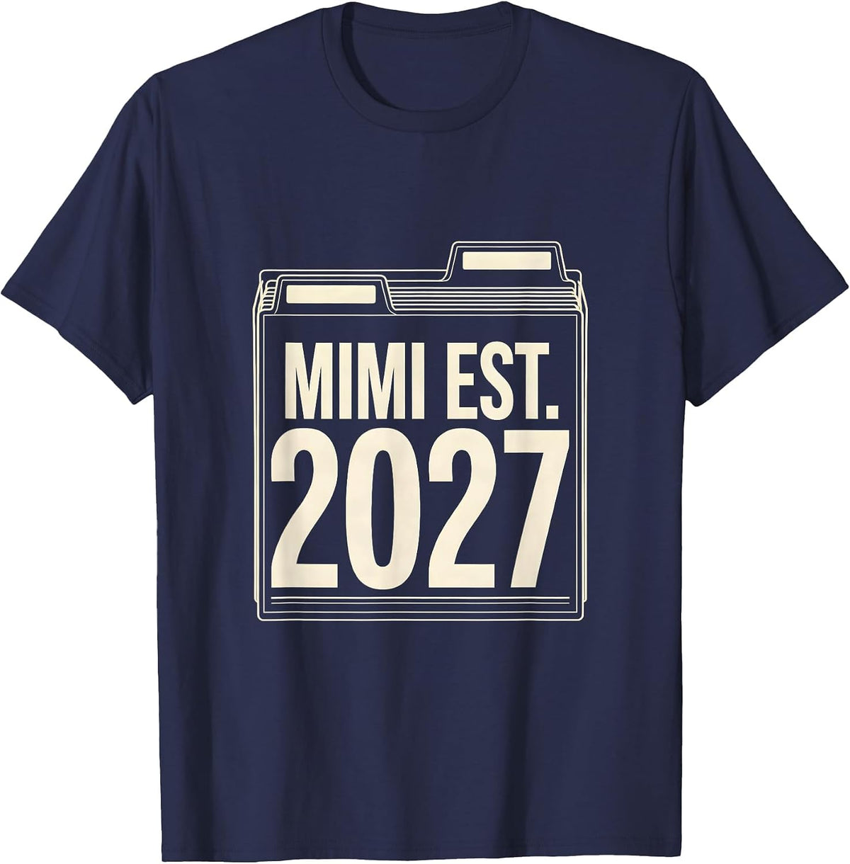 Mimi Est. 2027 New Grandma Grandparent Pregnancy T-Shirt - Navy Blue