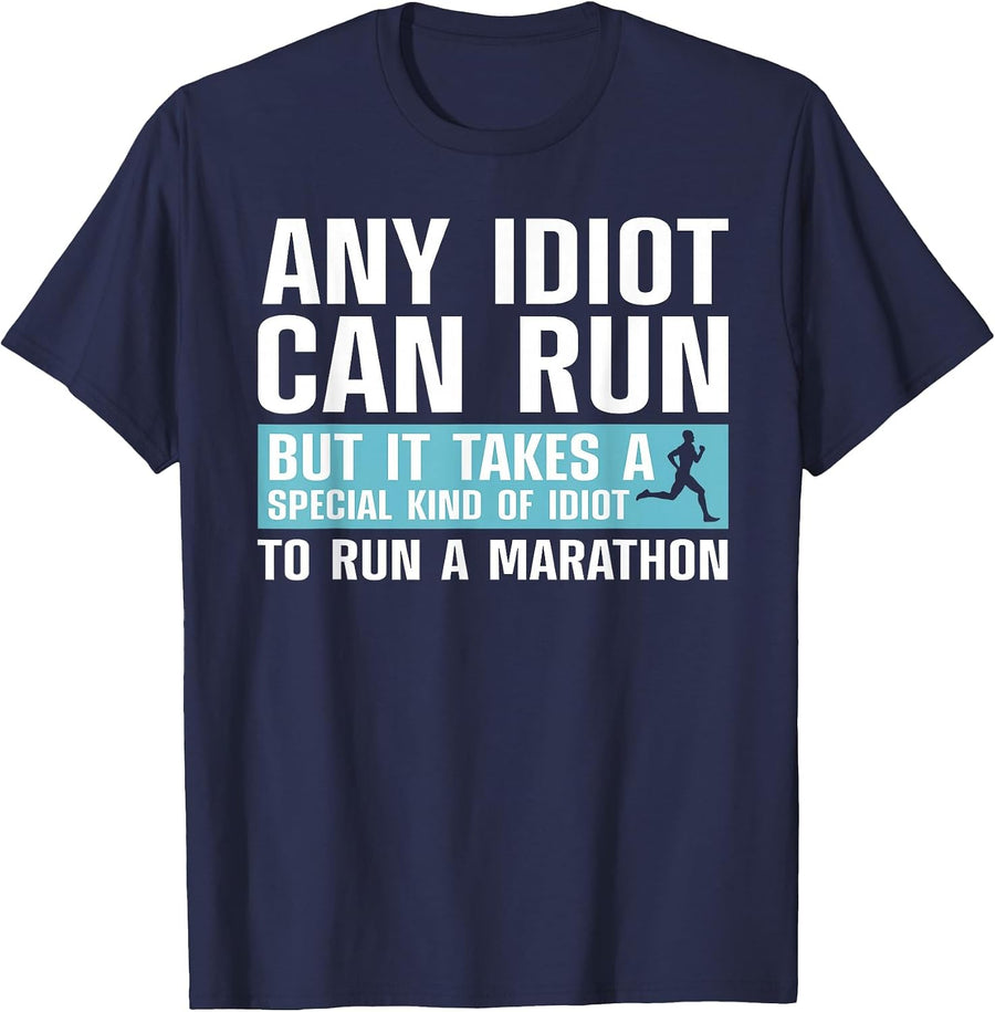 Funny Marathon Art for Men Women Marathoner Running Finisher T-Shirt - Navy Blue