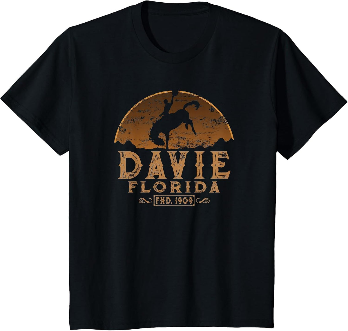 Davie Florida FL Rodeo Cowboy T-Shirt - Black