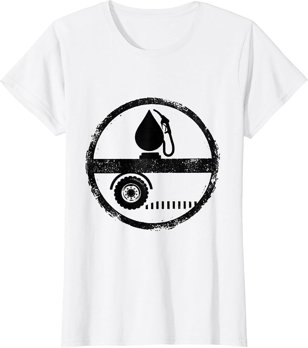 Diesel Trucker Stamp Badge Big Rig Driver Humor T-Shirt - White