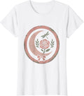 Women's Crescent Moon Rose Western Boho Graphic Design T-Shirt - White