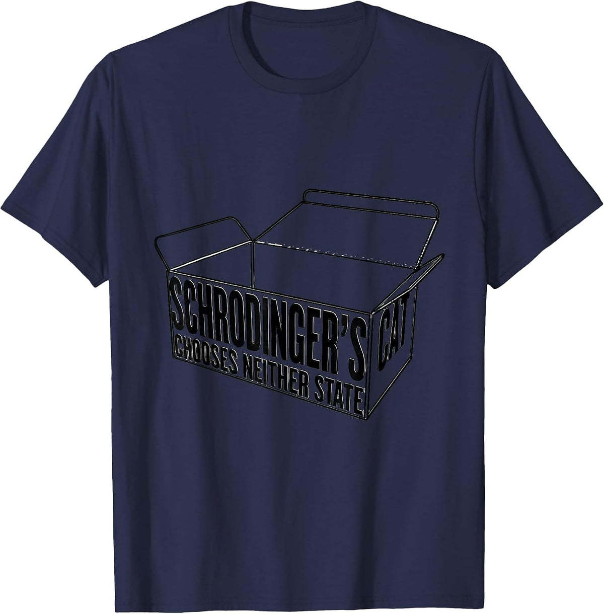 Men's Schrodinger's Cat Chooses Neither State Funny Science T-Shirt - Navy Blue