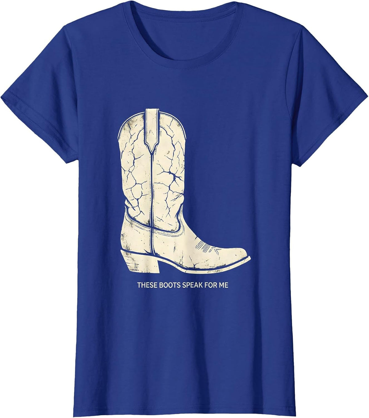 Women's These Boots Speak For Me Boho Western Country Music Fan T-Shirt - Royal Blue
