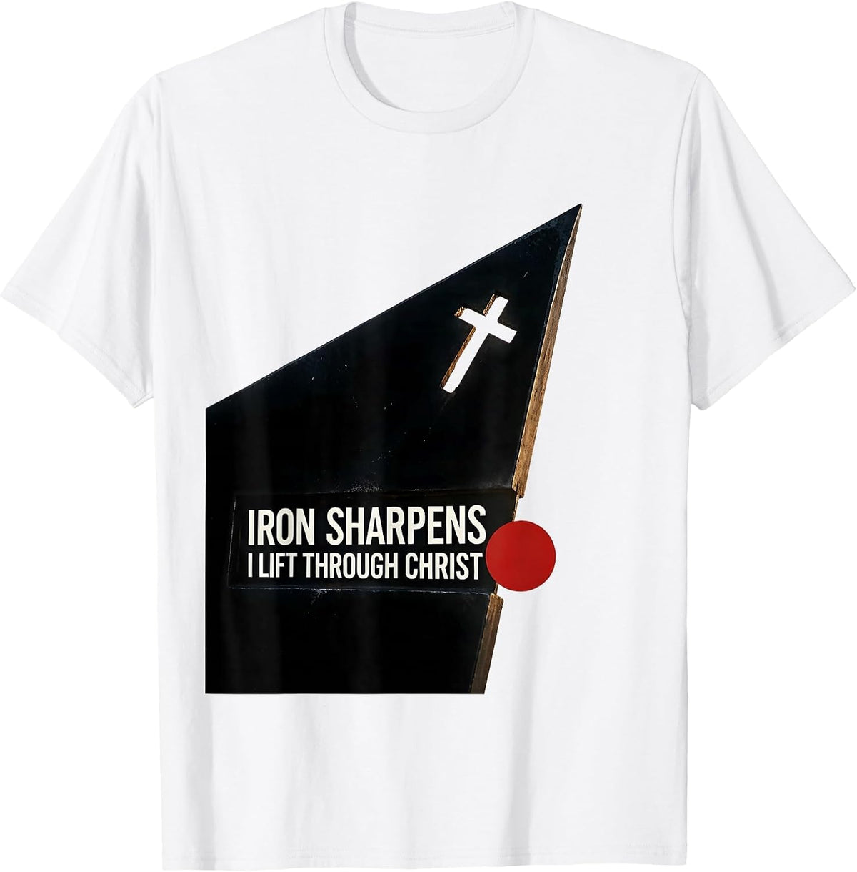 Men's Iron Sharpens I Lift Through Christ Faith-Based Gym Workout T-Shirt - White