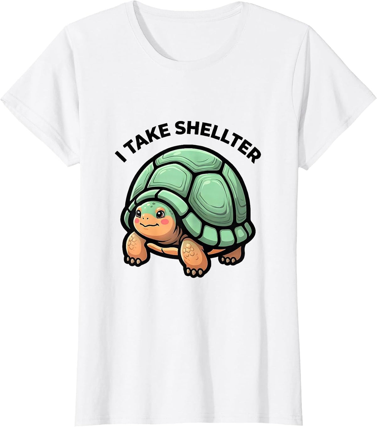 Women's I Take Shellter Cute Kawaii Tortoise Lover Pet Owner Humor T-Shirt - White