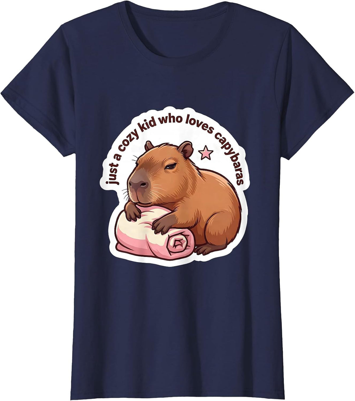 Women's just a cozy kid who loves capybaras Funny Capybara Gamer T-Shirt - Navy Blue