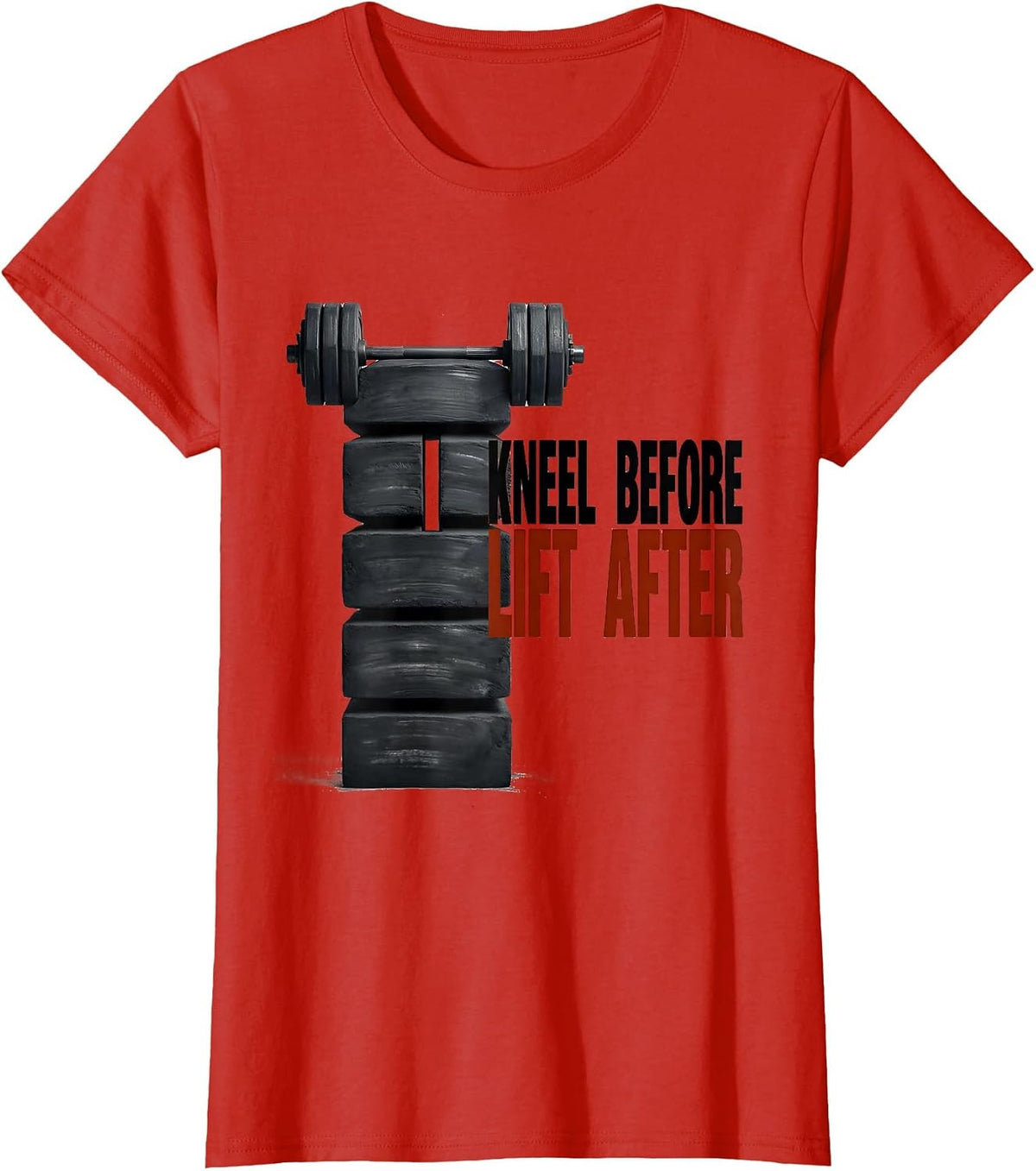 Kneel Before Lift After Christian Gym Faith Workout T-Shirt - Red