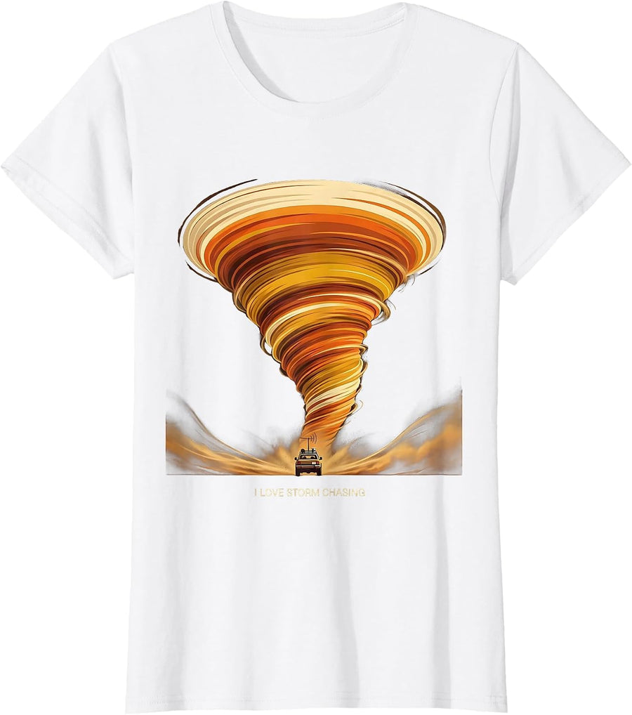 Women's I Love Storm Chasing Retro 70s Meteorology Gift for Storm T-Shirt - White