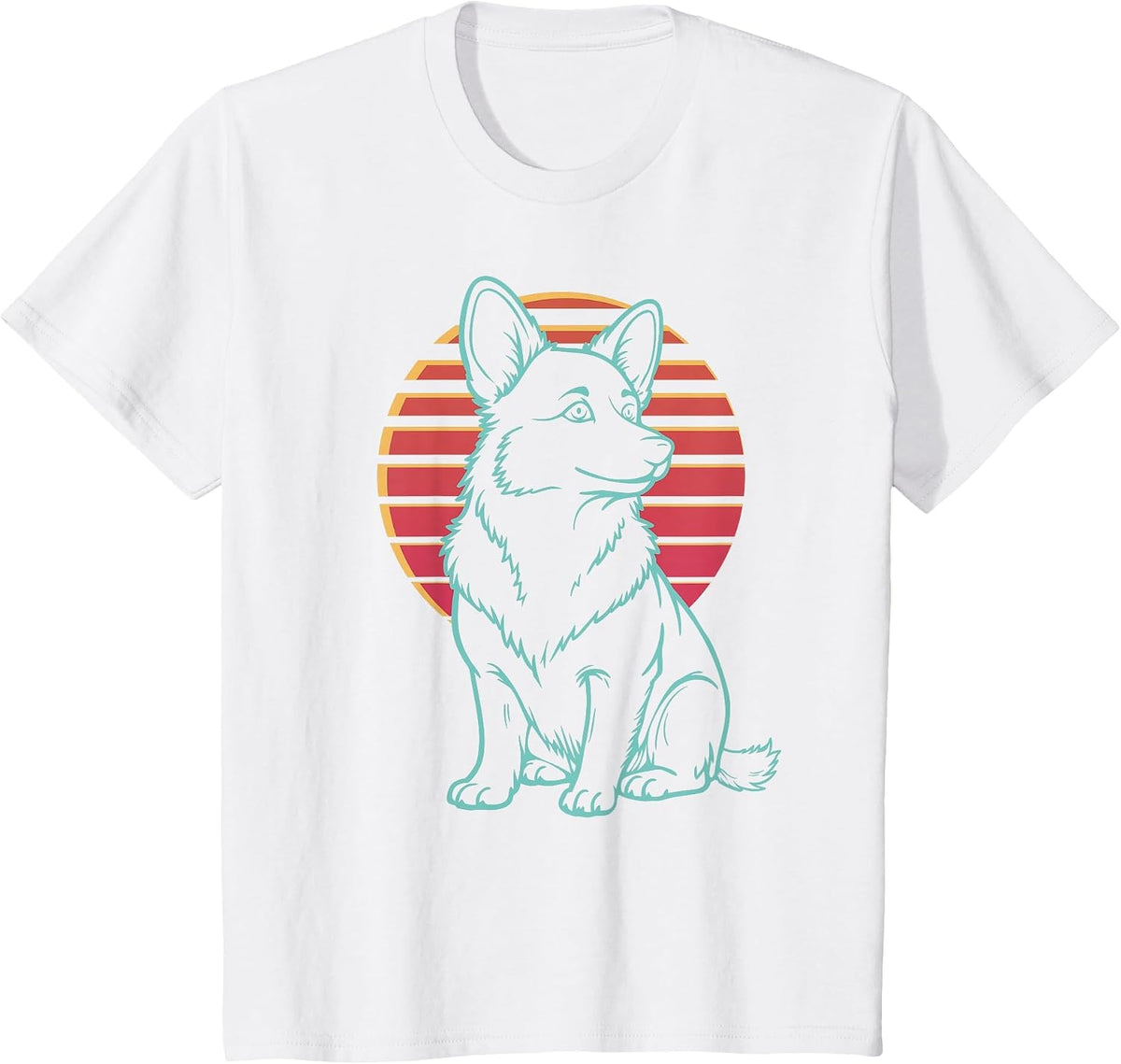 Corgi Pembroke Welsh Lover Dog Owner Retro Synthwave 80s T-Shirt - White