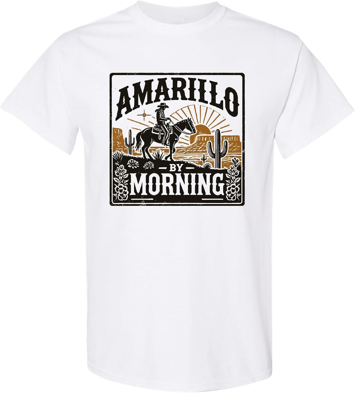 Amarillo By Morning Cowboy Shirt Country Western Graphic Tee - White
