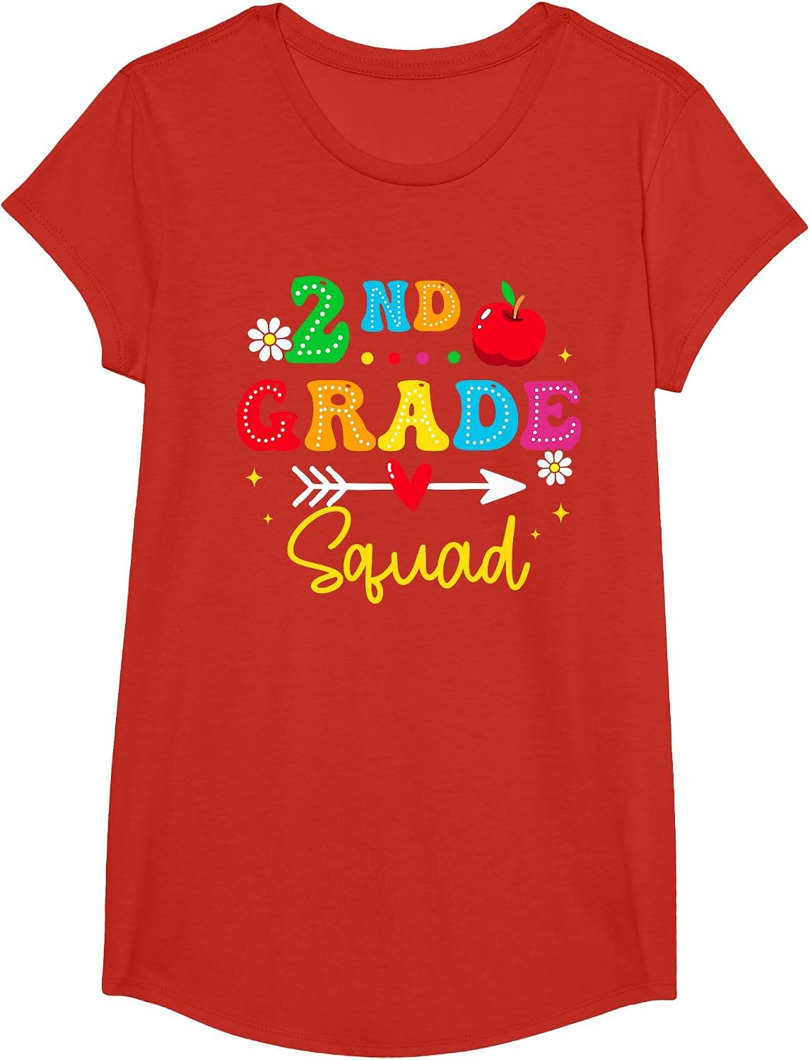 2nd Grade Squad Student Teacher Back to School Second Grade T-Shirt - Girls Red
