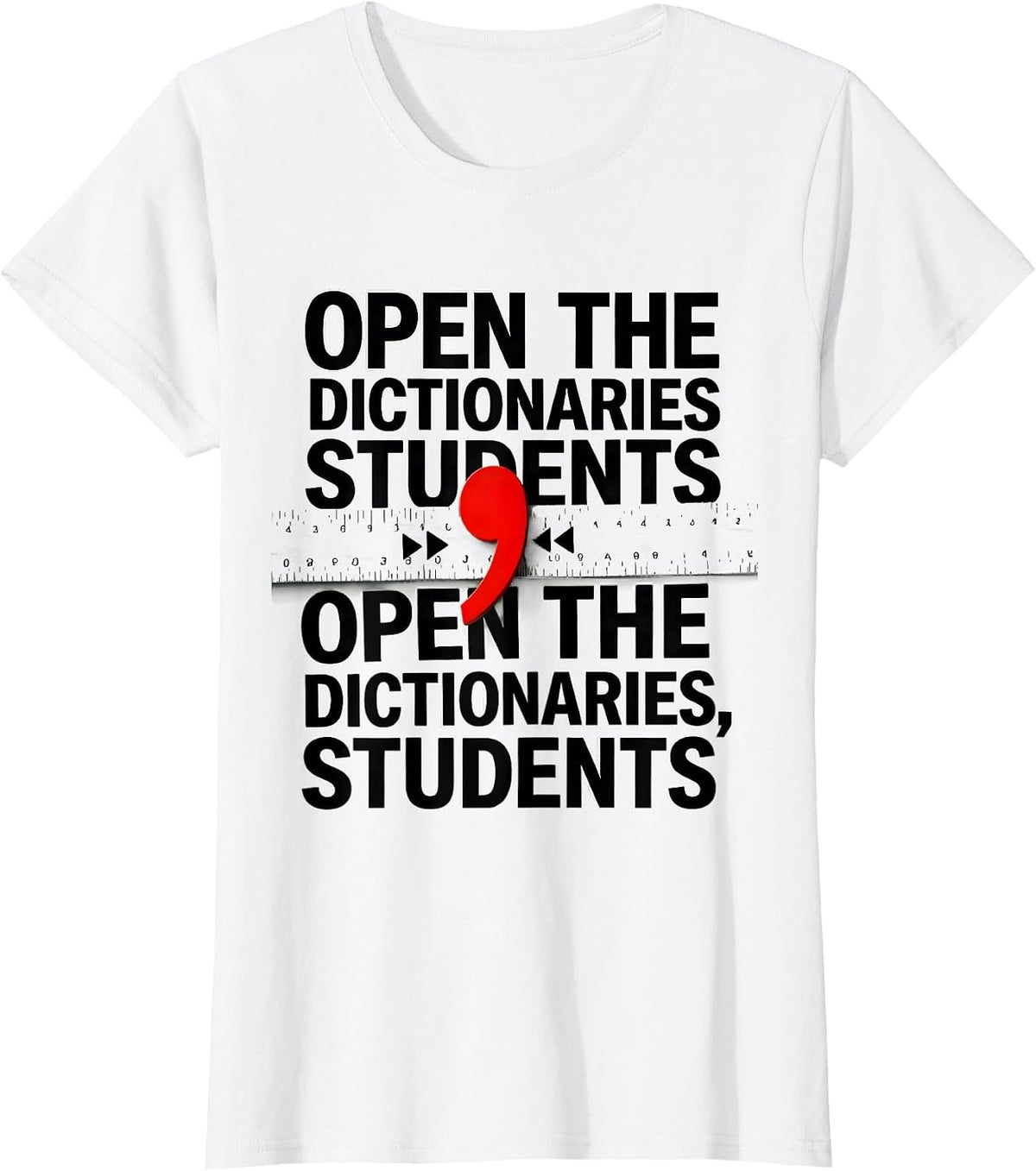 Women's Open the Dictionaries Students Funny Grammar Teacher Humor T-Shirt - White