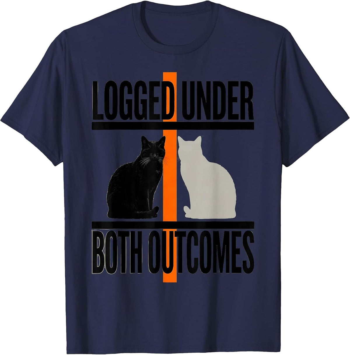 Logged Under Both Outcomes Brutalist Physics Nerd Humor T-Shirt - Navy Blue