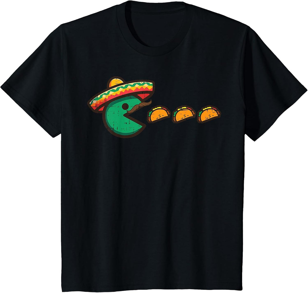 Mexican Gamer Eating Tacos Cinco De Mayo Men Boys Kids Teens T-Shirt - Black