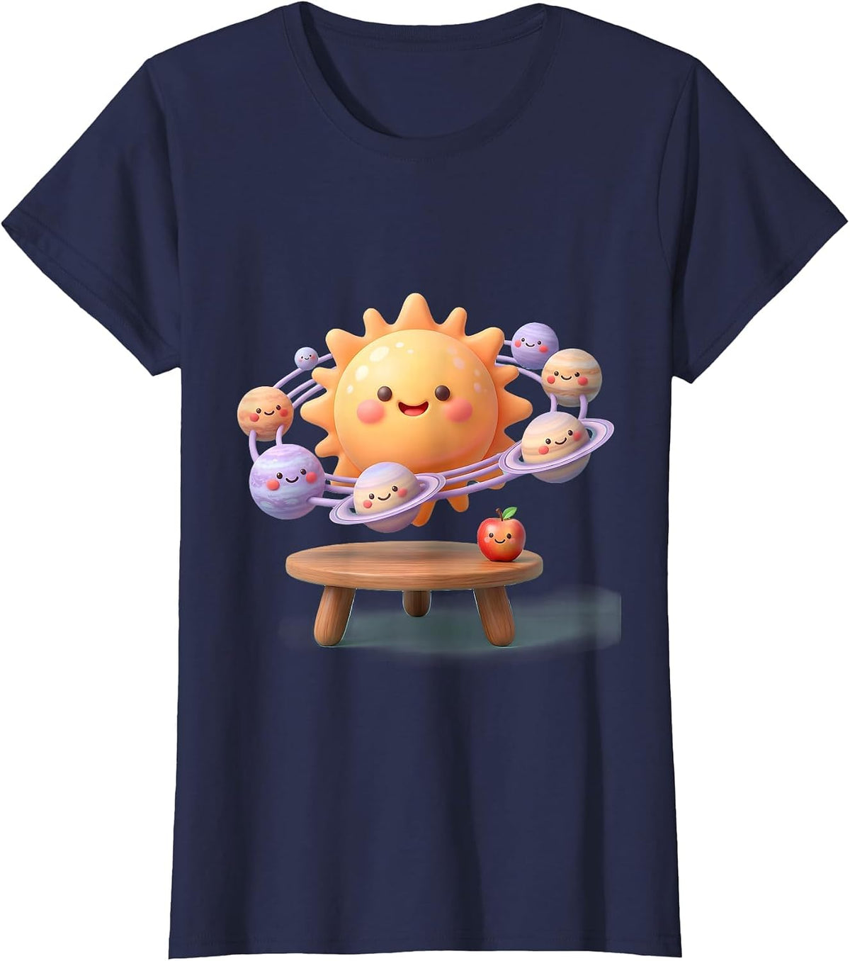 Women's Solar System Model Teacher's Desk Graphic T-Shirt - Navy Blue