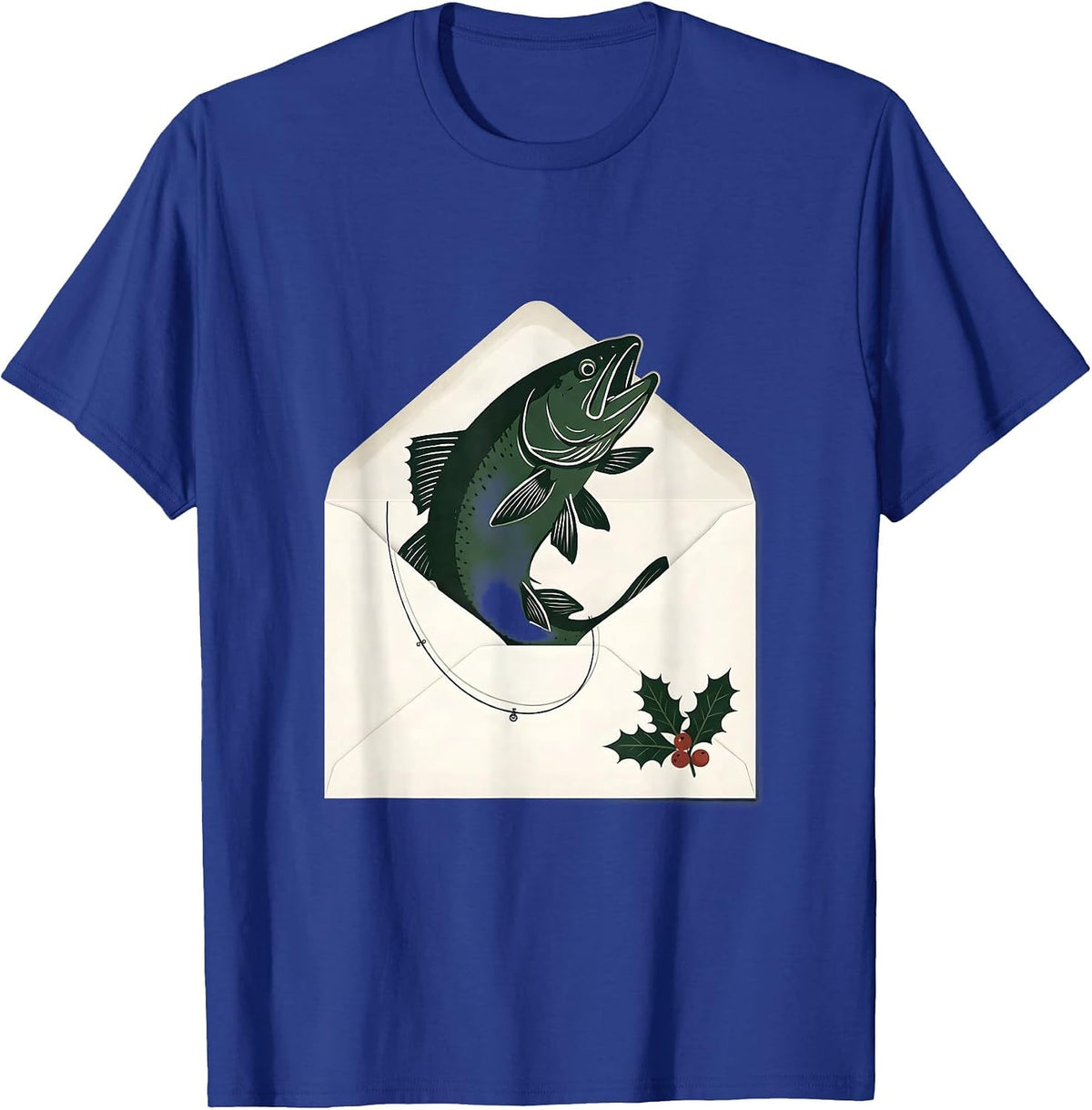 Men's Cheerful Trout Minimalist Christmas Fishing Humor Gift T-Shirt - Royal Blue