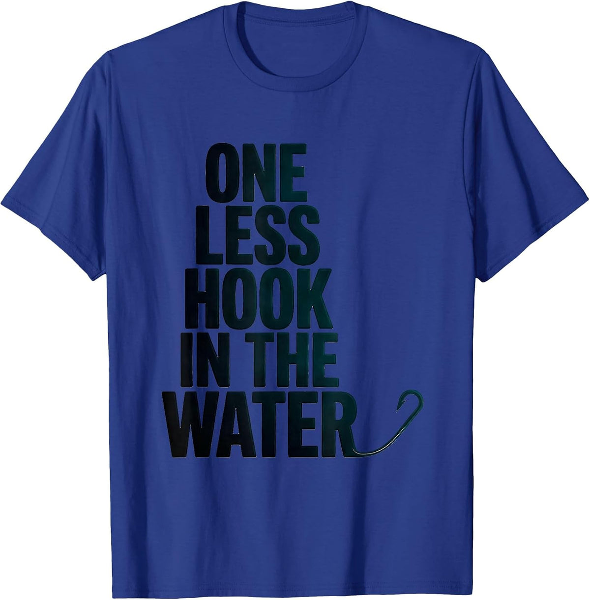 Men's One Less Hook In The Water Funny Sea Turtle Ocean Animal T-Shirt - Royal Blue