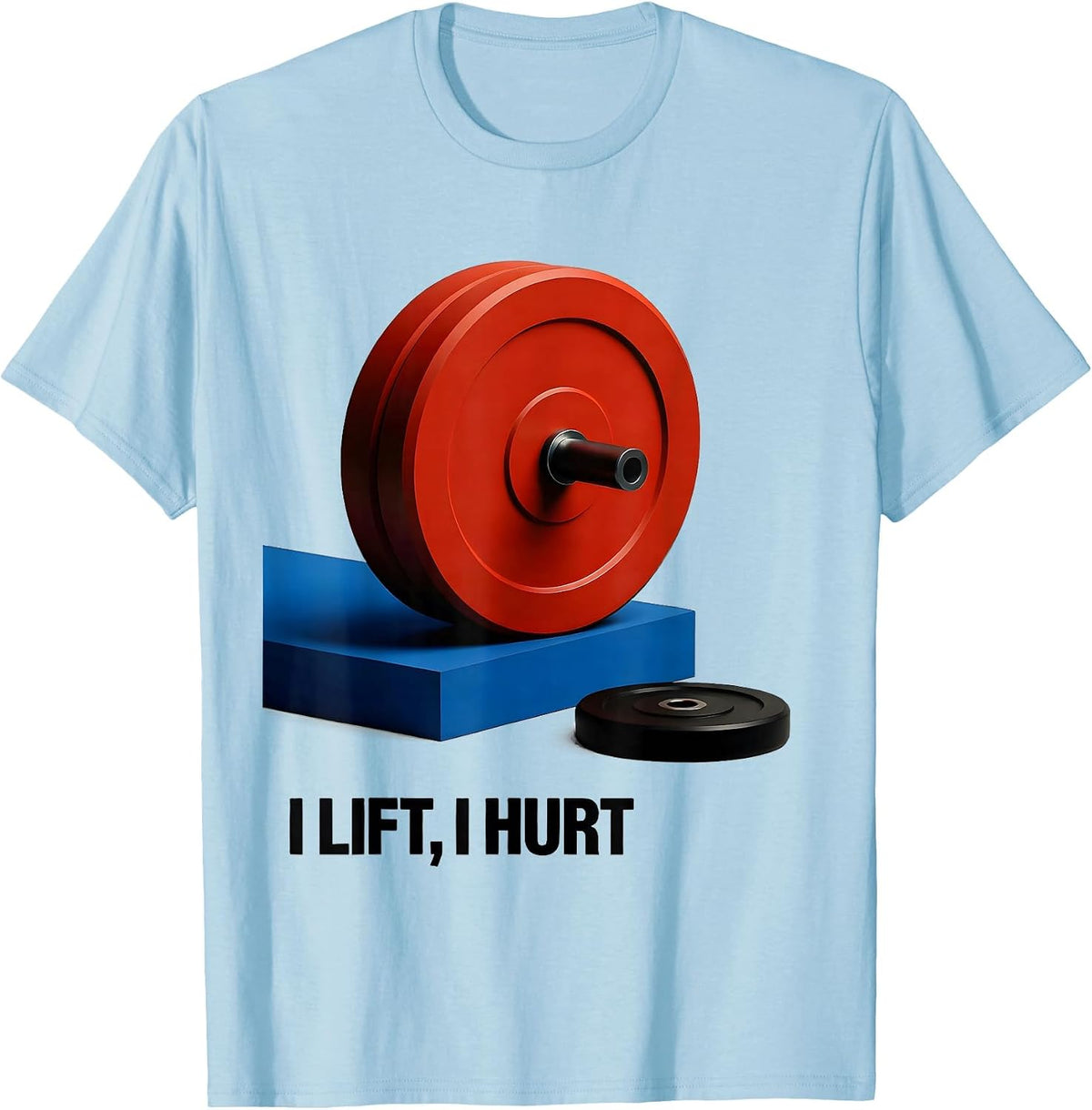 Men's I Lift I Hurt Funny Gym Workout Weightlifting Humor T-Shirt - Baby Blue