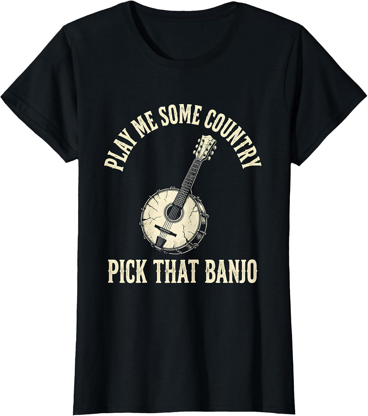 Play Me Some Country Pick That Banjo Boho Western Country T-Shirt - Black