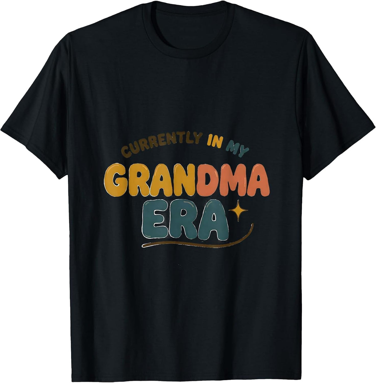 Men's Currently In My Grandma Era Retro Groovy Mother Grandmother T-Shirt - Black