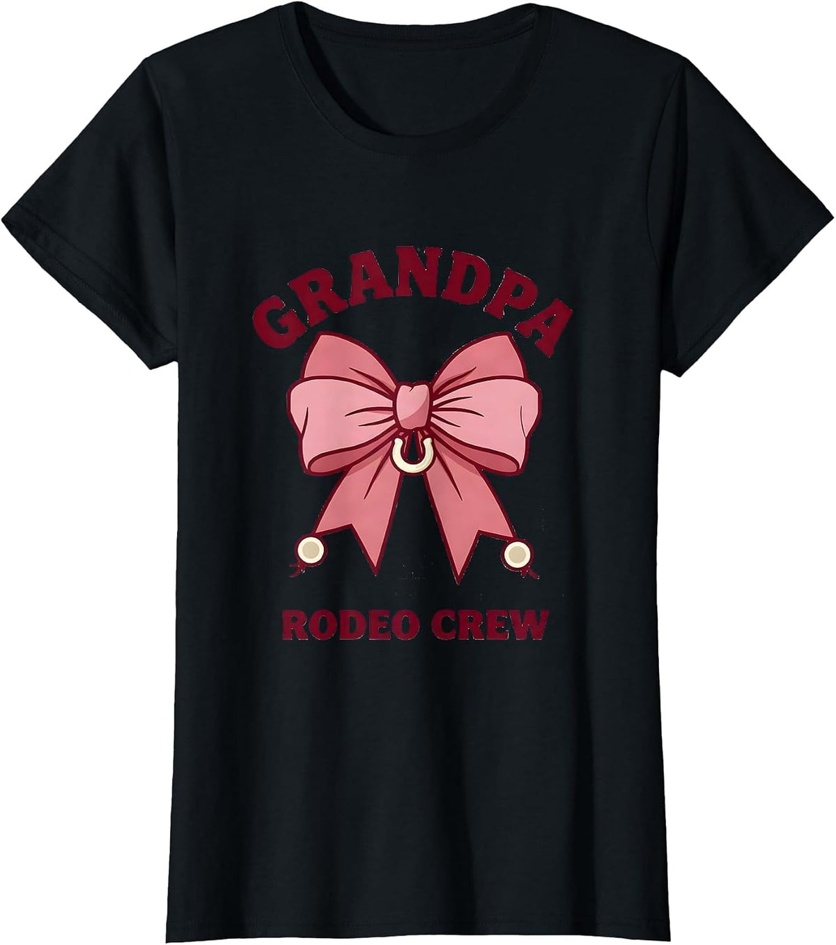 Women's Grandpa, Rodeo Crew Coquette CowGirl Birthday Party Family T-Shirt - Black