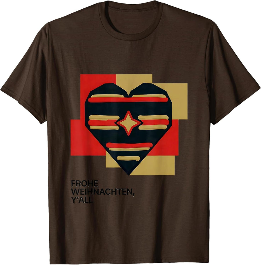 Frohe Weihnachten, Y'all German Heritage Humor Holiday Pride T-Shirt - Brown