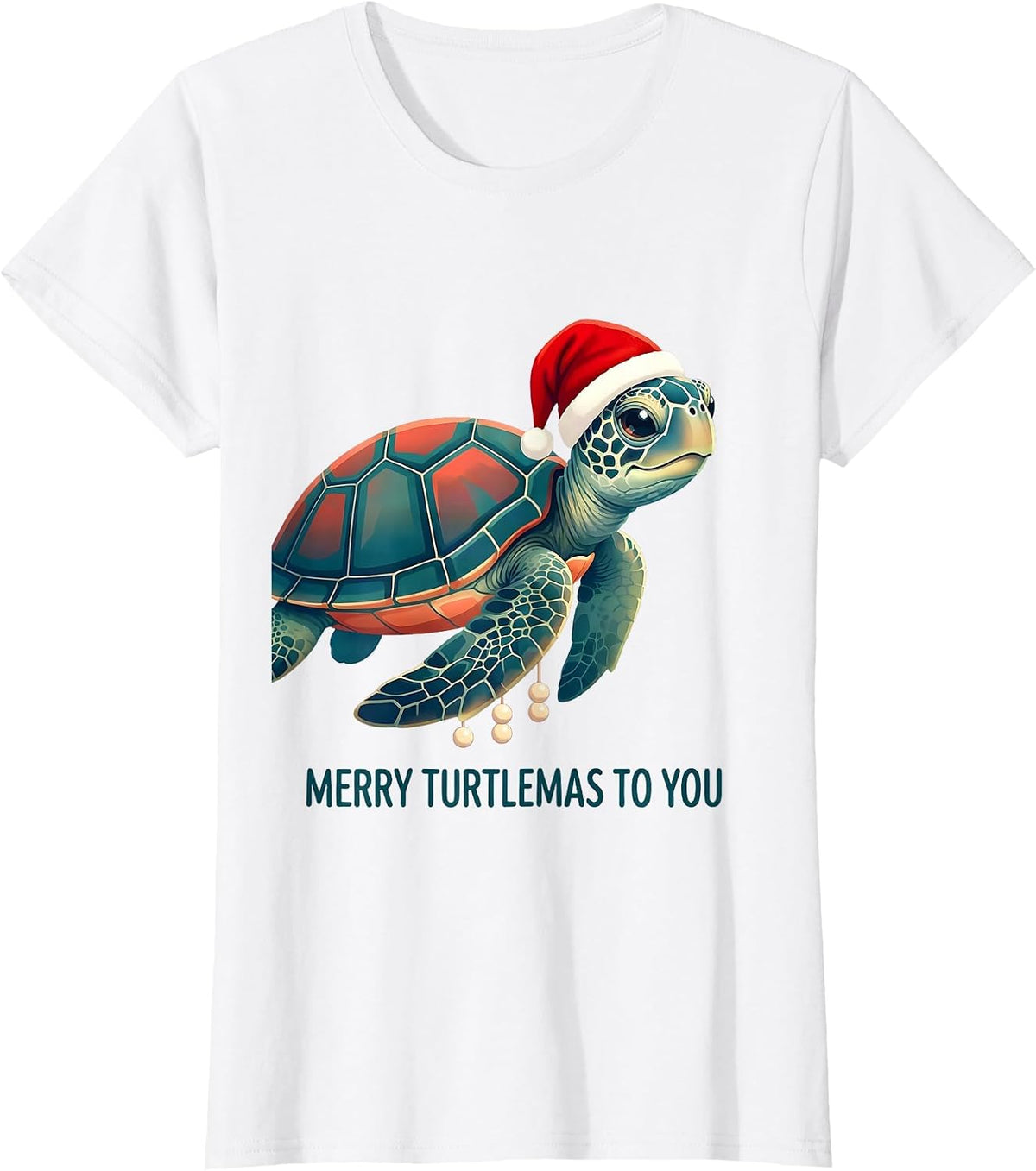 Merry Turtlemas To You Cute Kawaii Sea Turtle Christmas T-Shirt - White