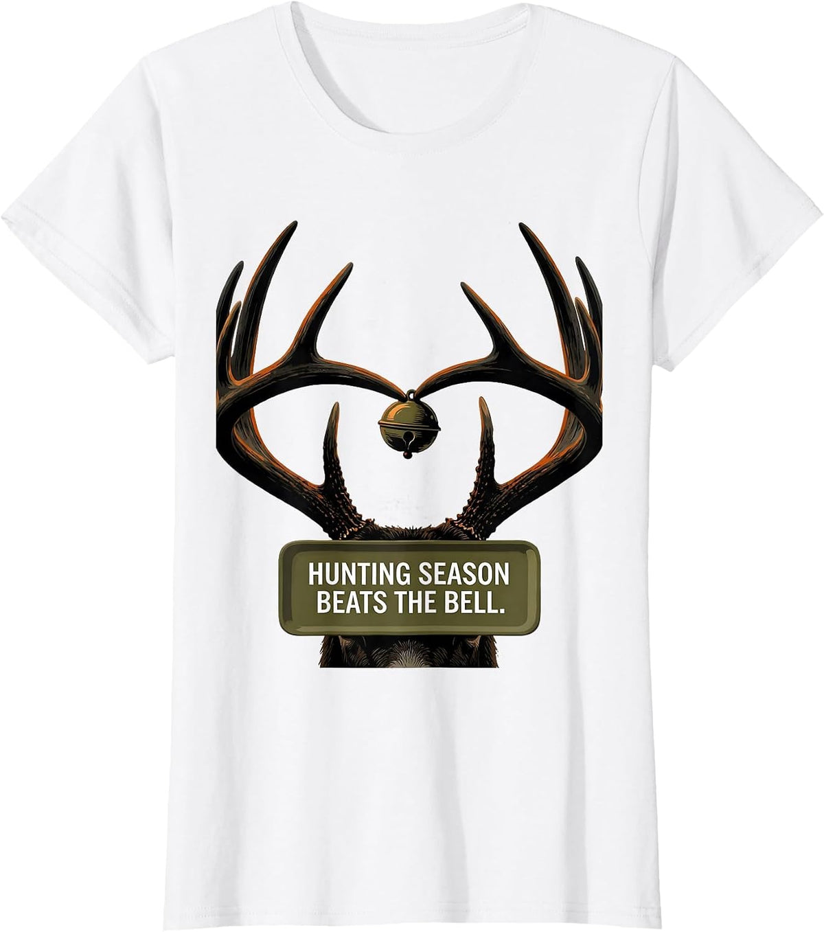 Women's Hunting Season Beats The Bell Funny Deer Hunting Camo Dad T-Shirt - White
