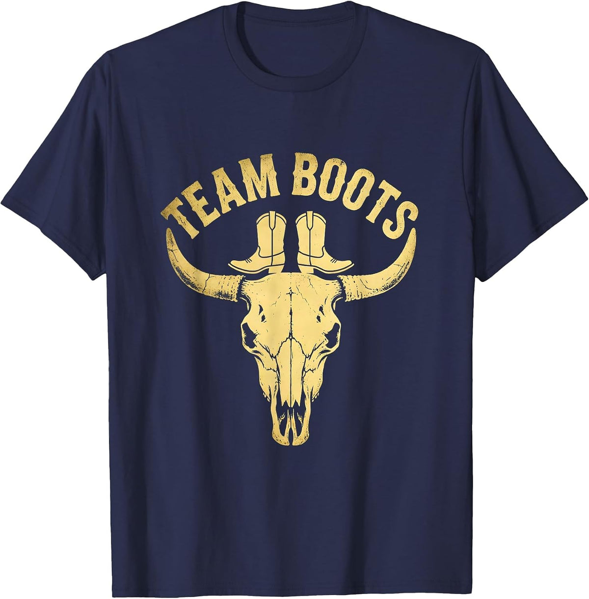 Team Boots Boho Western Gender Reveal Family Tribute T-Shirt - Navy Blue