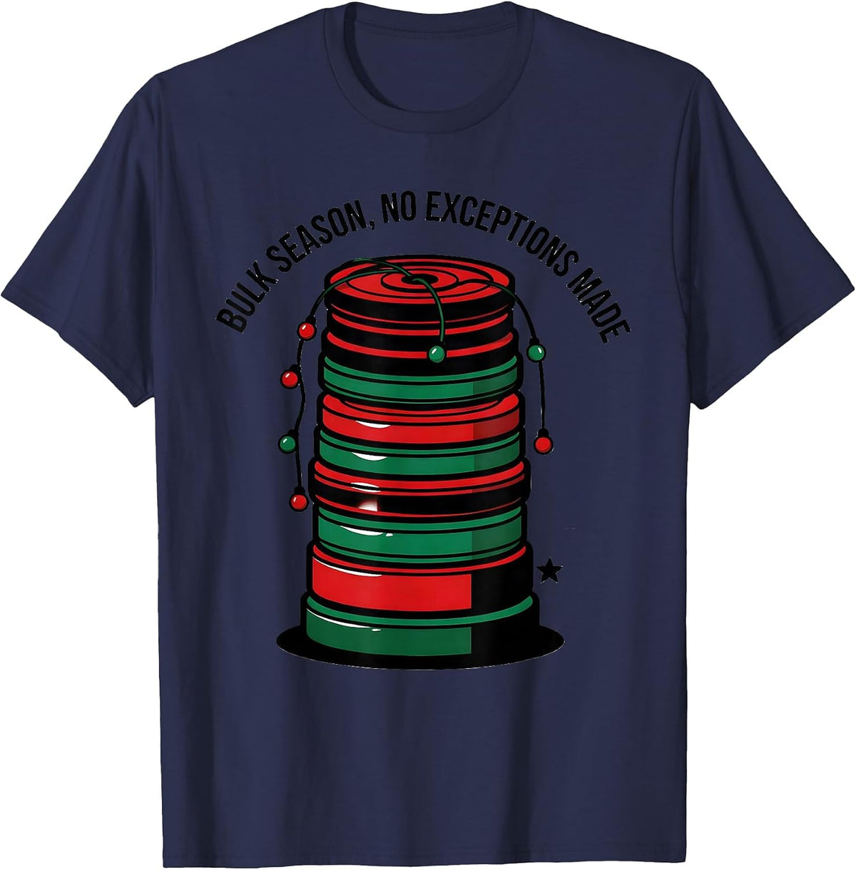 Bulk Season No Exceptions Made Funny Christmas Gym Workout T-Shirt - Navy Blue