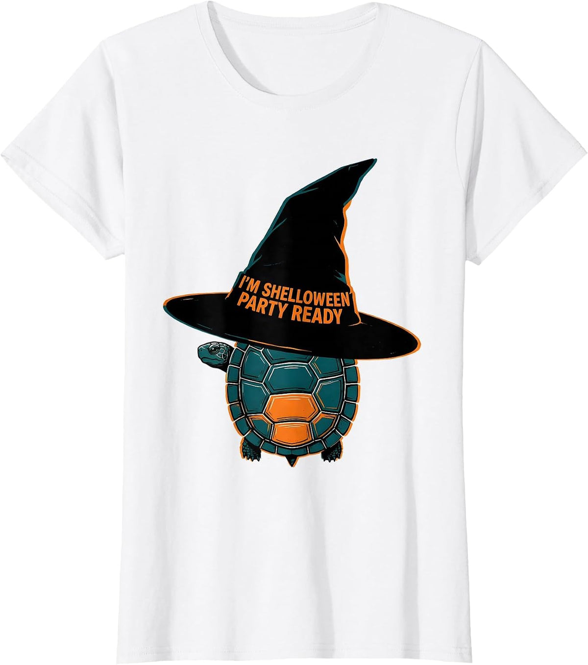 Women's I'm Shelloween Party Ready Whimsical Turtle Halloween T-Shirt - White
