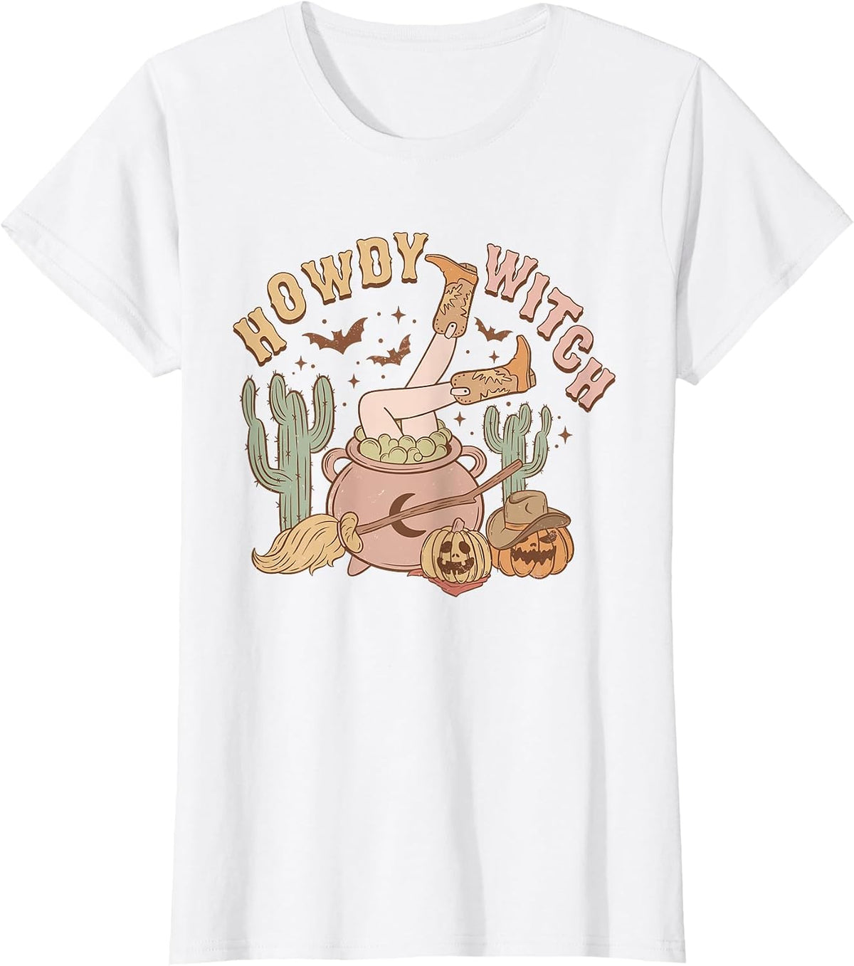 Howdy Witch Cowgirl Rodeo Western Halloween T-Shirt - White
