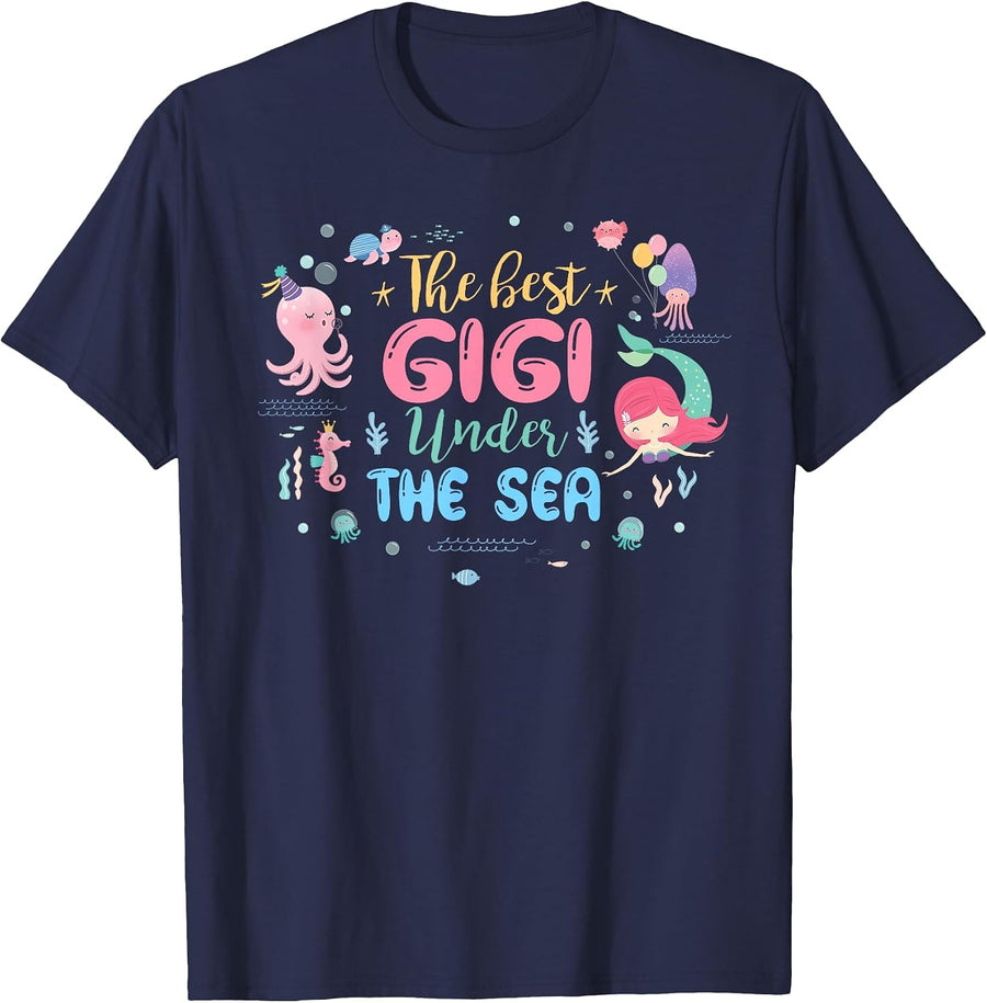 Birthday Girl Shirt The Best Gigi Under The Sea T-Shirt - Navy Blue