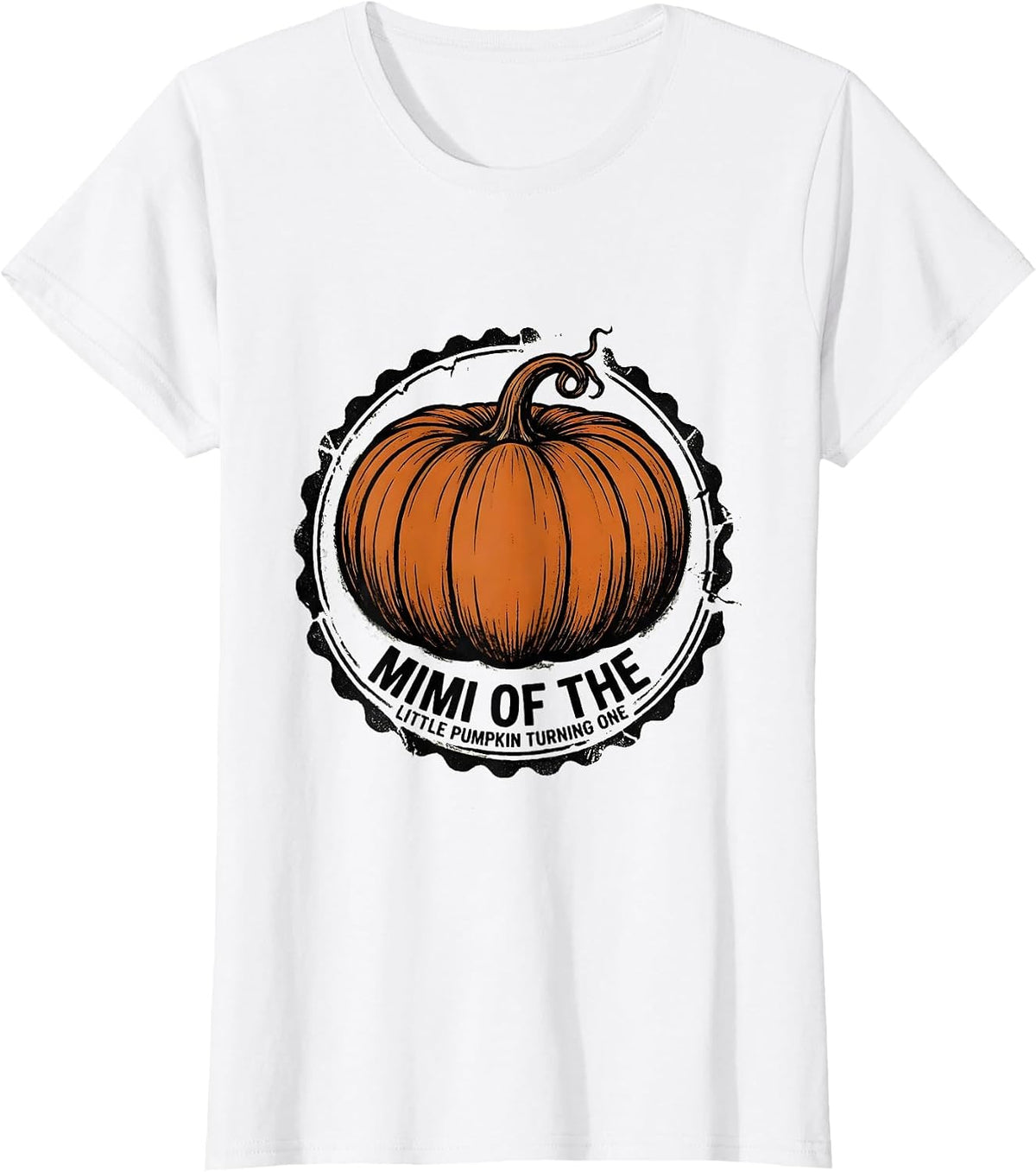 Women's Mimi Of The Little Pumpkin Turning One Family First Birthday T-Shirt - White