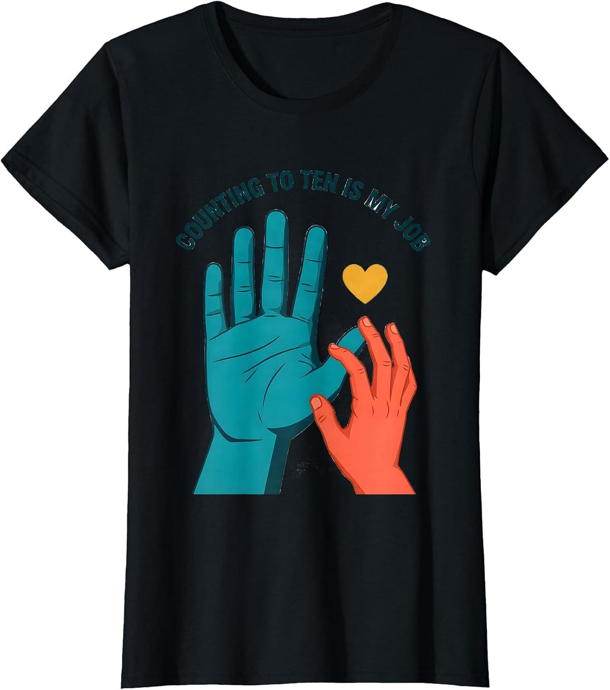 Women's Counting To Ten Is My Job Funny Paraeducator Para Life T-Shirt - Black