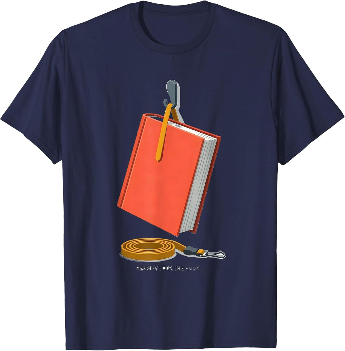 Reading Took The Hook Funny Bookworm Reader Gift T-Shirt - Navy Blue