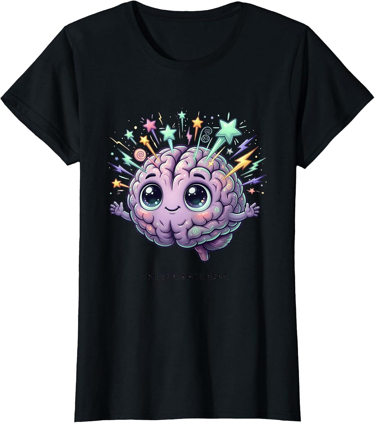 One Brain Fits None Neurodiversity Design T-Shirt - Black
