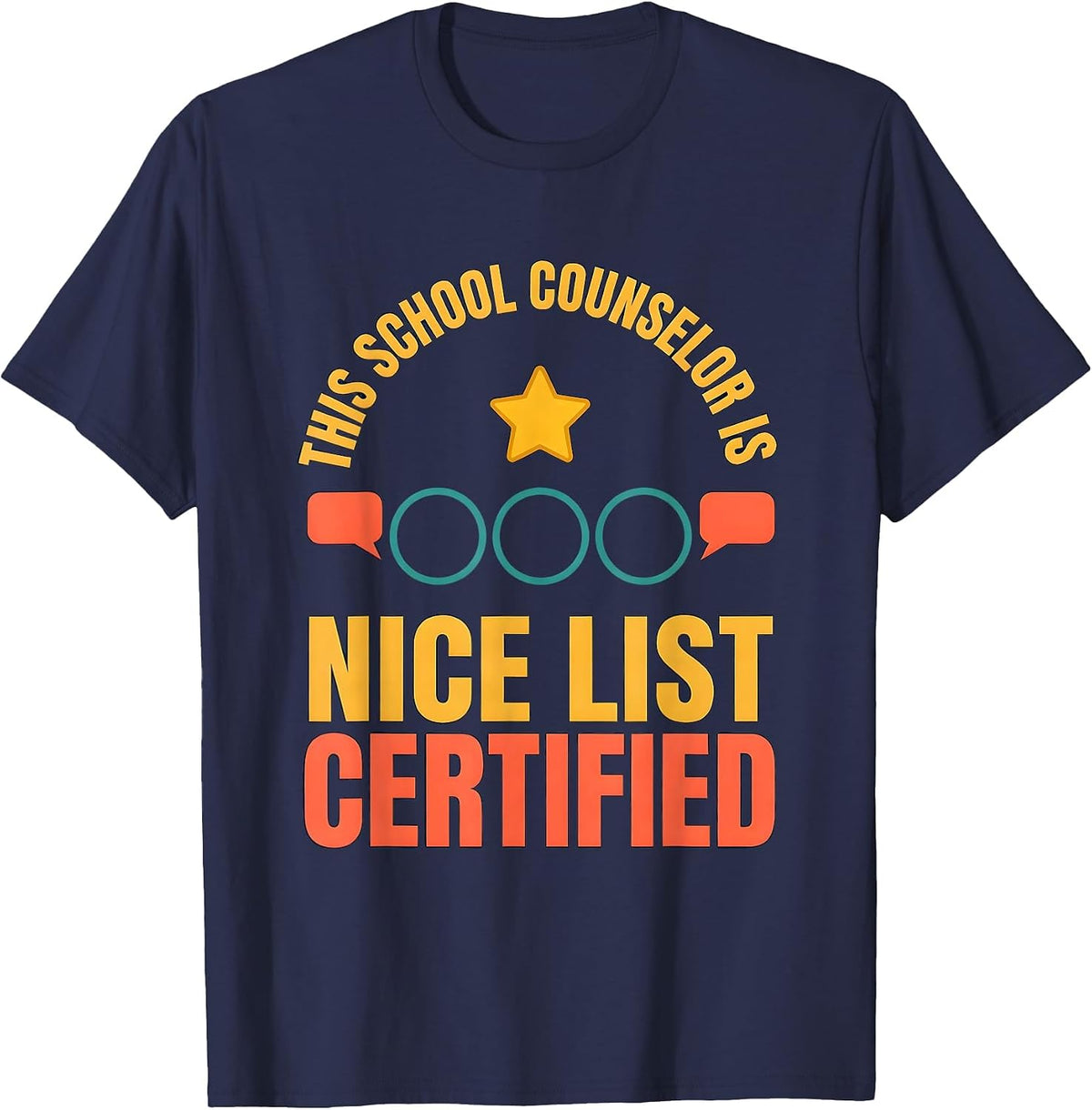 Men's This School Counselor Is Nice List Certified Funny T-Shirt - Navy Blue
