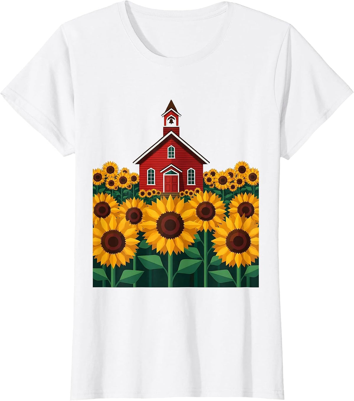 2nd Grade Teacher Sunflower Schoolhouse Design T-Shirt - White