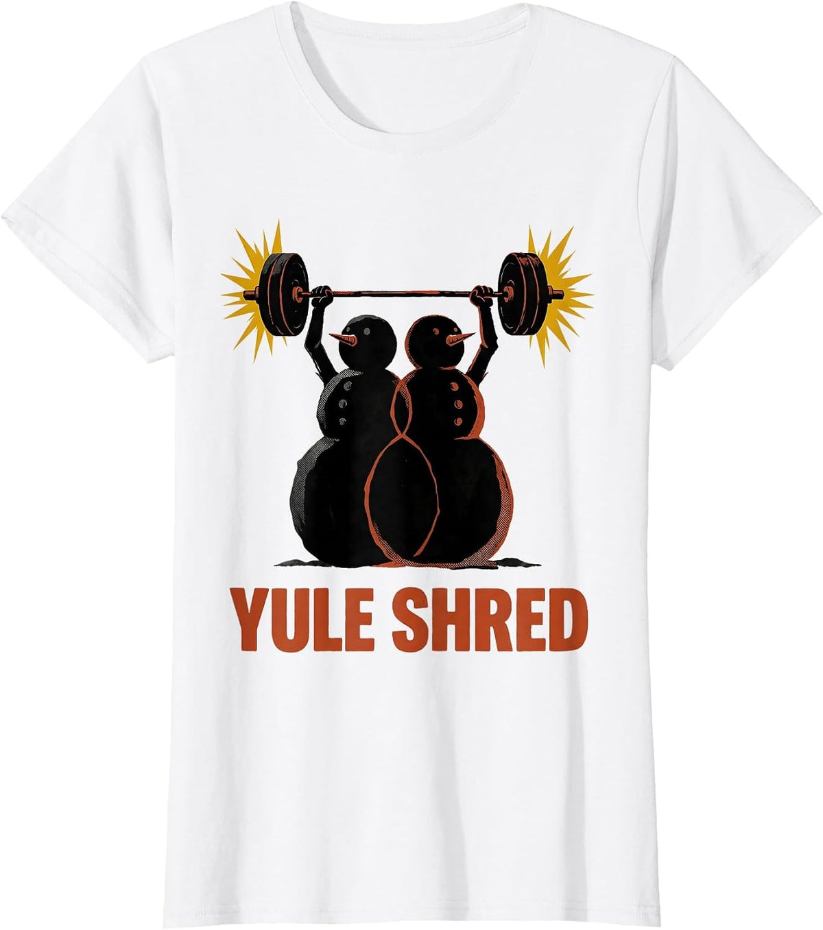 Women's Yule Shred Midcentury Modern Christmas Gym Weightlifting T-Shirt - White