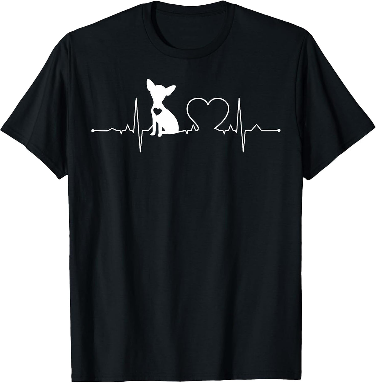 Chihuahua with Heartbeat - Chihuahua T-Shirt - Black