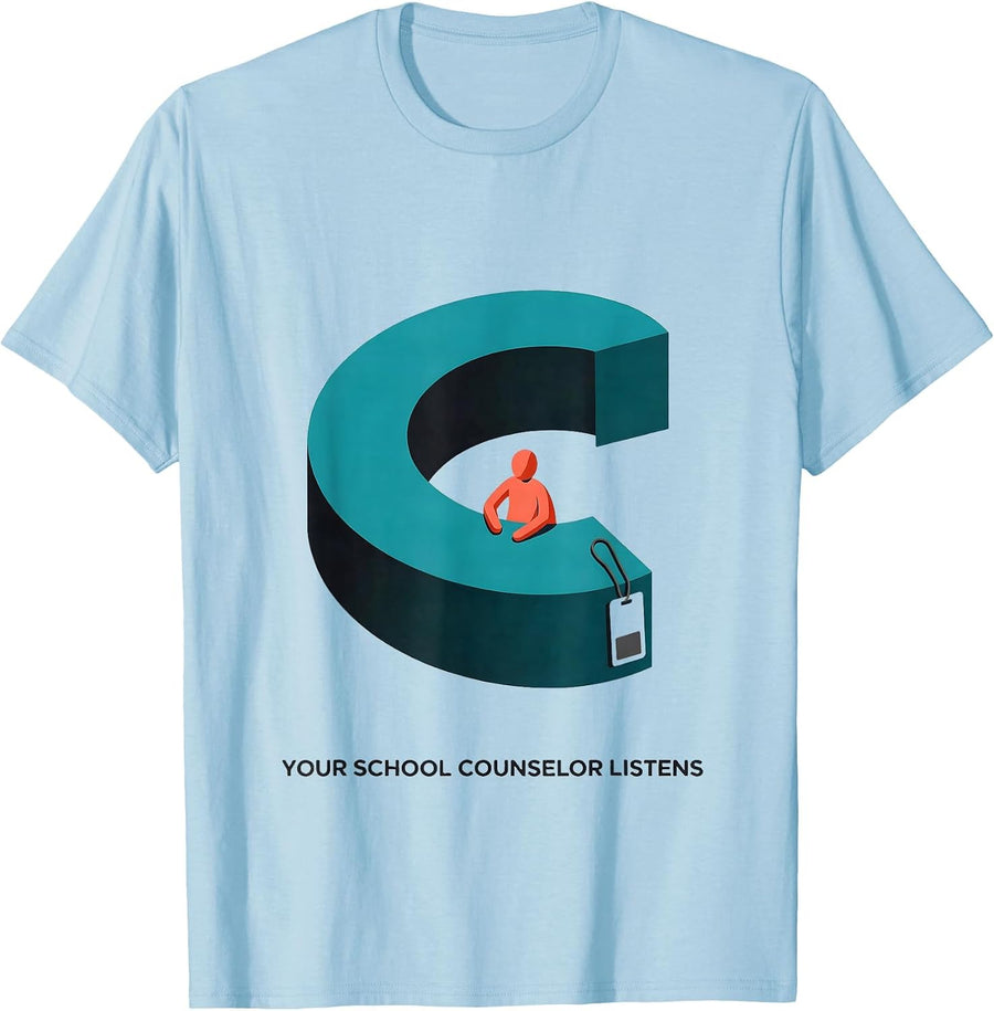 Men's Your School Counselor Listens Groovy Retro Midcentury Modern T-Shirt - Baby Blue