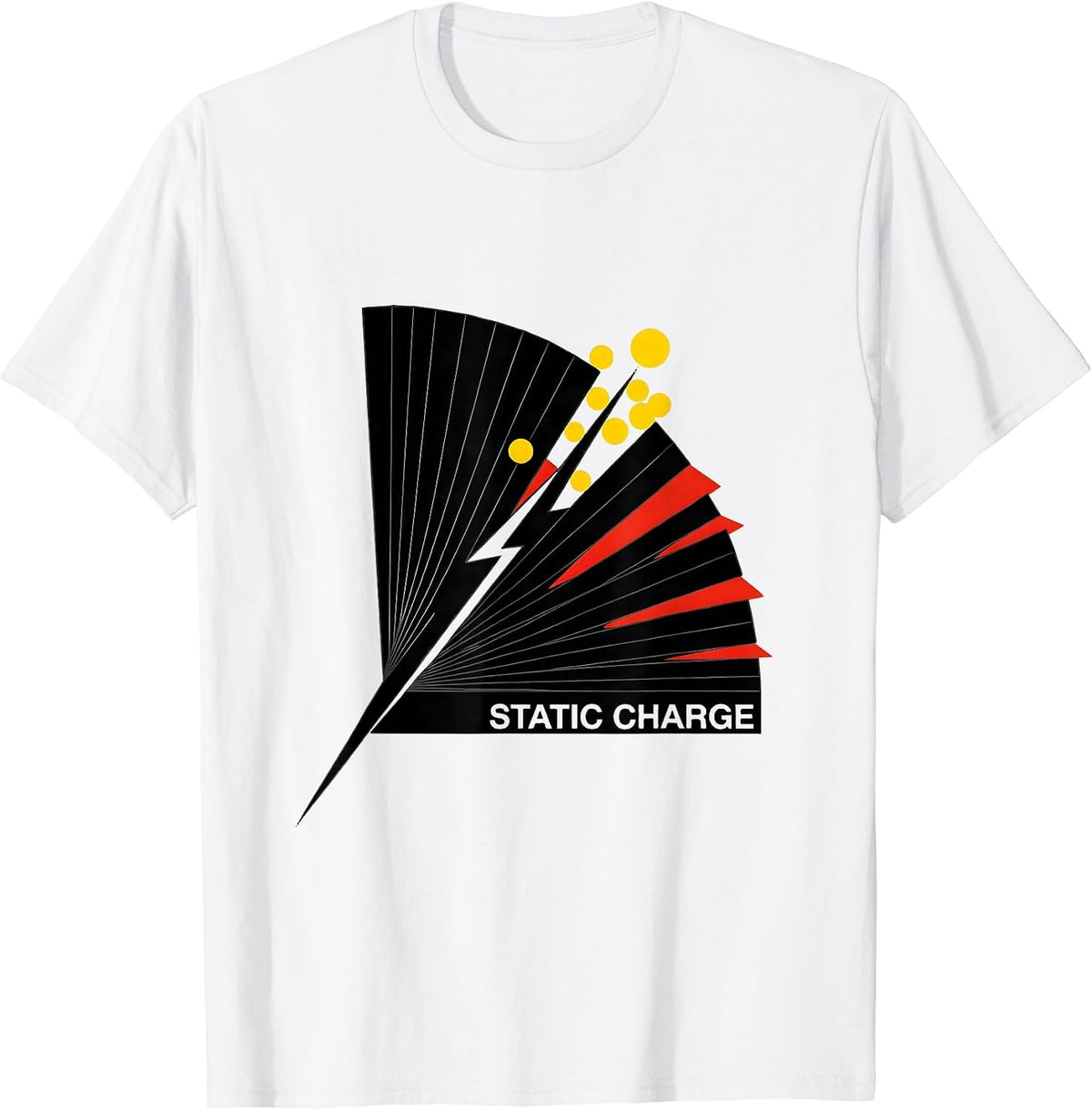 Men's STATIC CHARGE Bold Bauhaus Modernist Lightning Bolt Graphic T-Shirt - White