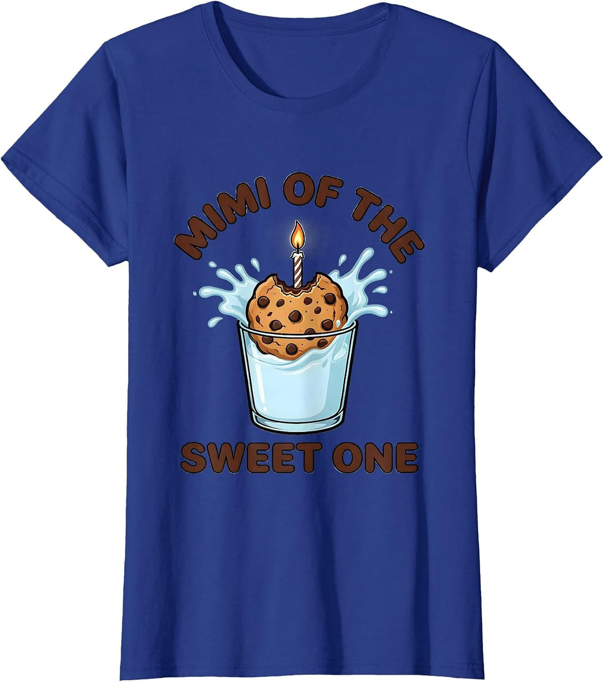 Women's Mimi Of The Sweet One Cookies and Milk 1st Birthday Family T-Shirt - Royal Blue