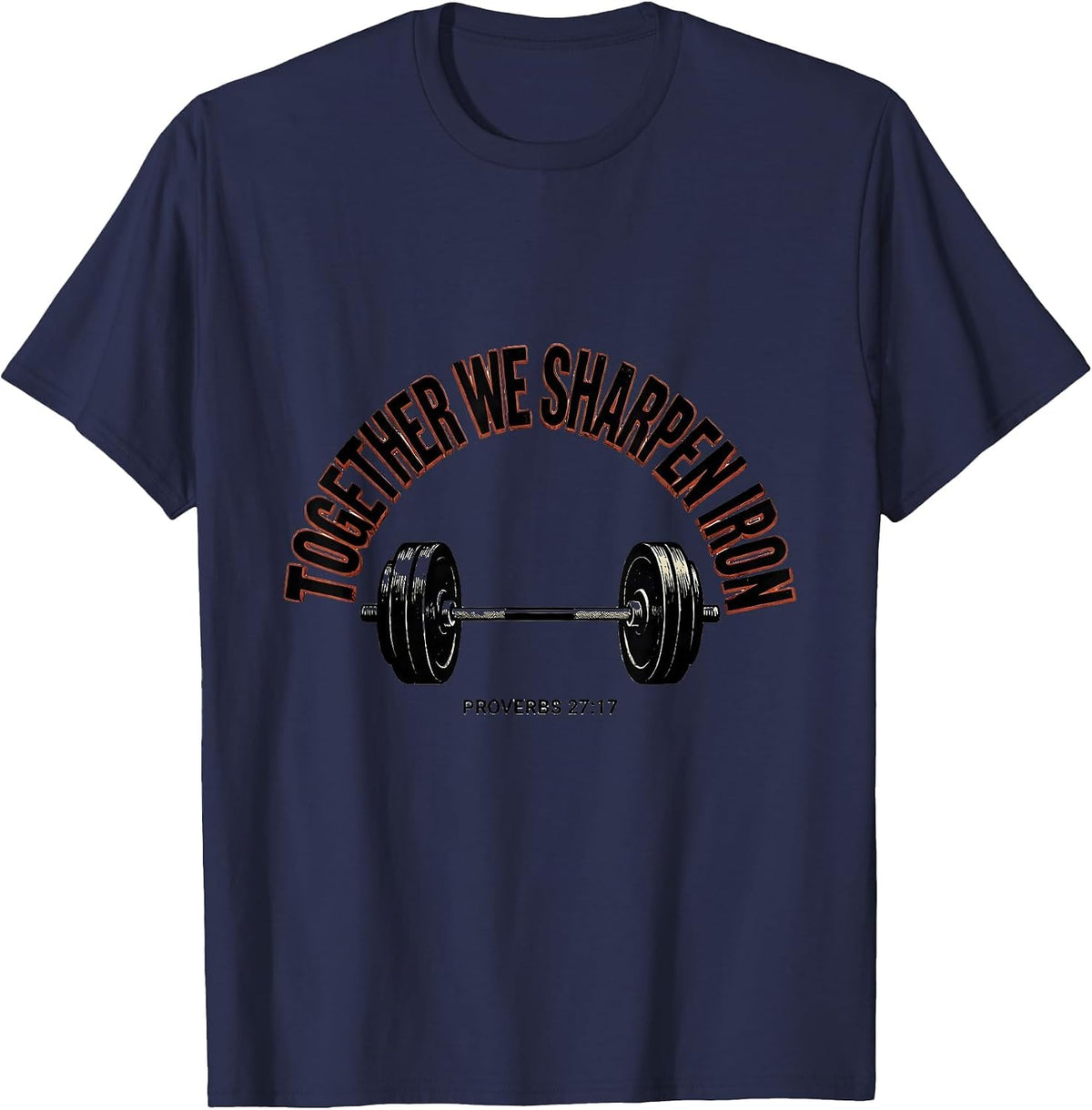 Men's Together We Sharpen Iron Proverbs 27:17 Christian Men T-Shirt - Navy Blue